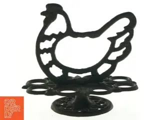 Fransk Vintage Støbejerns Høne æggeholder (str. 19 x 17 cm)