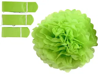 Papirpomponer, diam. 20+24+30 cm, 16 g, limegrøn, 3stk./ 1 pk.