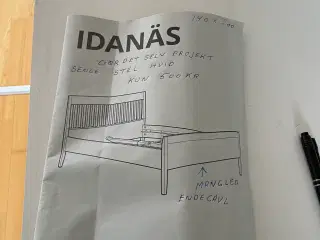 Sengestel mangler gavl nyt hvidt 300kr