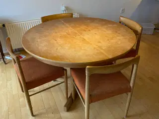 Rundt egetræsbord m. 2 plade a 50 cm