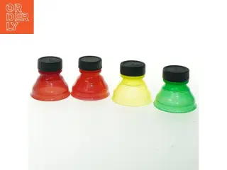 Farvede plastikskruelåg (str. Ø 6 cm)