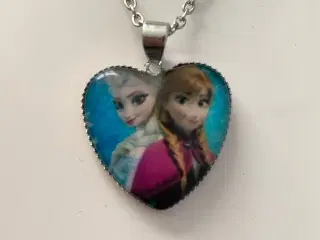 Frost halskæde med Elsa og Anna hjertehalskæde 