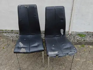 Fire køkkenstole med kunstlæderlook, dog slidt