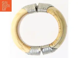 Antik armbånd i træ og sølv (str. Ø 8,5 cm)