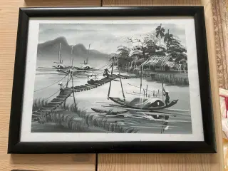 Billeder fra Vietnam malet på rispapir