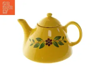 Gul keramisk tekande med blomsterdesign fra Scherzer Bavaria (str. 10 cm)