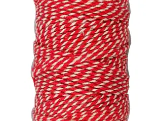 Rød/Hvid Bomuldssnor 1,1 mm - 50 meter