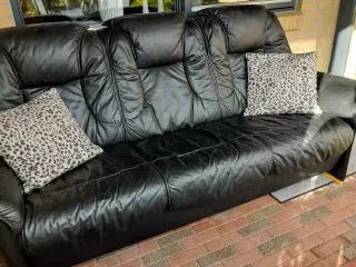 Højrygget Læder Sofa