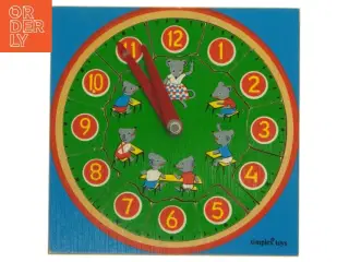 Trælegetøjsur med mus fra Simplex Toys (str. 18,5x18,5 cm)