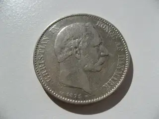 Pæne delfin sølv 2 kr 1875 Eller 1876, Pr Stk
