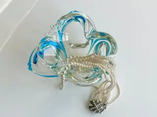 Tjekkoslovakisk glasskål m blå stribe, NB