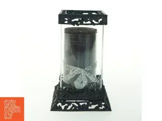 Lysestage med spejl og glas cylinder (str. H. 21 cm)