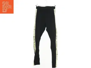 Lange sorte leggings med gule striber fra H&M (str. 164)
