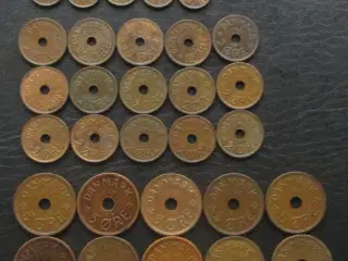 1, 2 og 5 ører 1926-1940 komplette inkl 2 øre 1926