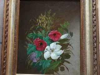 ANTIK BLOMSTERMALERI -- i orig. ramme