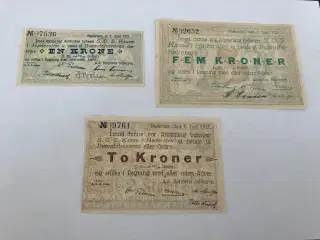 3 stk S.O.S Kasse Haderslev sedler - Pæne