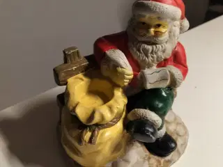 Gammelt julepynt Stor fyrfadsstage med julemand