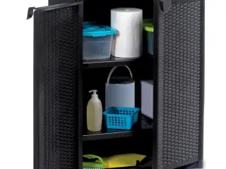 Opbevaringsskab til haven 65x45x88 cm PP-rattan sort