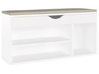 Skobænk med hynde 104x30x49 cm spånplade hvid