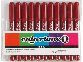 Colortime Tusch, streg 5 mm, vinrød, 12stk./ 1 pk.