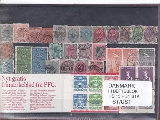 Danmark Samling - 1 Hæfteblok HS 15 + 31 Stk. Stemplet/Ustemplet