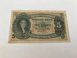 5 Kroner Norge 1944 - Slidt
