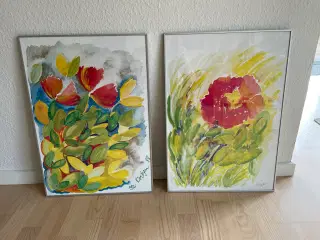 Blomsterbilleder 2 stk -43 x 60 cm