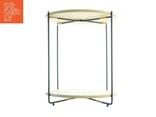 Rundt sidebord med to hylder