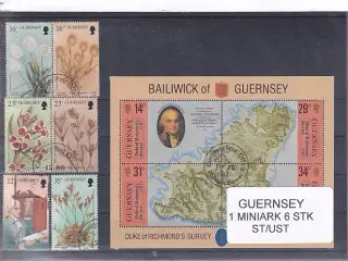 Guernsey - 1 Miniark - 6 Stk. Stemplet/ustemplet