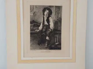 Kobberstik: Le petit pifferaro (Adolph Lalauze).