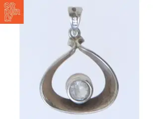 Sølv vedhæng med klar sten (str. 2,5 cm)