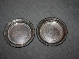 Flaskebakker / Glasbakke i sølvplet diam 10 cm