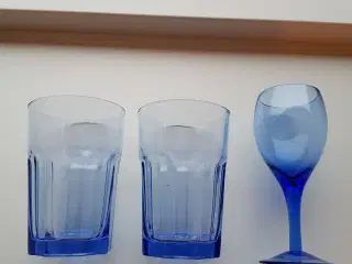 3 stk flotte blå glas