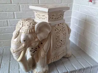 Dekorative Elefant Skamler Hvid Keramik Udendørs/I