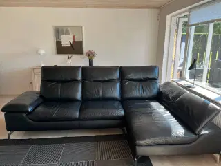 Hjørnesofa med chaiselong- læder 