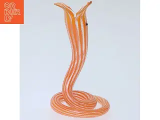 Lille orange glasfigur af slange (str. 7,5 cm)