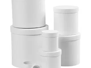 Sæt med 7 Runde Hvide Æsker til Opbevaring