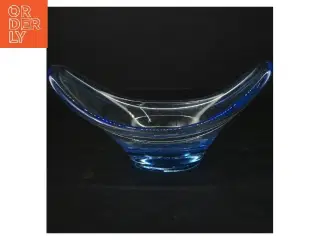 Blåt glasfad fra holmegaard(str. 24 cm)