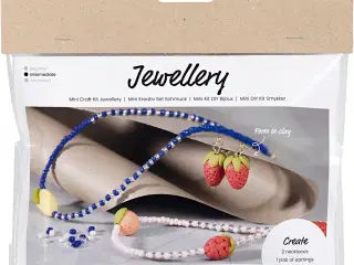 Mini DIY Kit Smykker, Halskæde og øreringe, kongeblå, 1 pk.