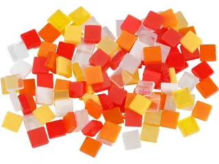 Minimosaik, str. 5x5 mm, tykkelse 2 mm, rød/orange harmoni, 25g/ 1 pk.