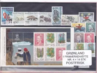 Grønland - Frimærkemærkehæfte Nr. 4 + 14 Stk. - Postfrisk