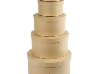 Runde Hatteæsker, H: 8+10+13+15+19 cm, diam. 16,5+18,5+24+28,5+35,5 cm, 5stk./ 1 sæt
