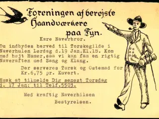 Foreningen af berejste Haandværkere paa Fyn - Helsagskort u/n - Brugt