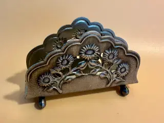 Vintage smuk servietholder af tin i flot stand