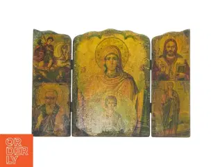 IRussisk Træ Ikon triptykon 1900-tallet (str. 21x15,5 cm)