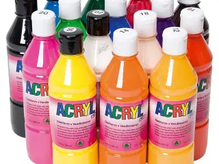 Akrylmaling, ass. farver, 15x500ml/ 1 pk.
