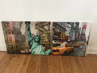 2 stk billeder af New York på lærred