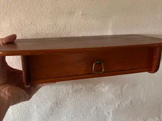 Midcentury moderne teak væghylde / svævende natbor