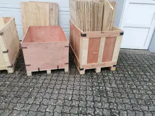 Pallekasser ca. LxB 120x80 cm.Krydsfiner