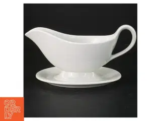 Porcelæn sovseskål med underkop (str. 23 cm)